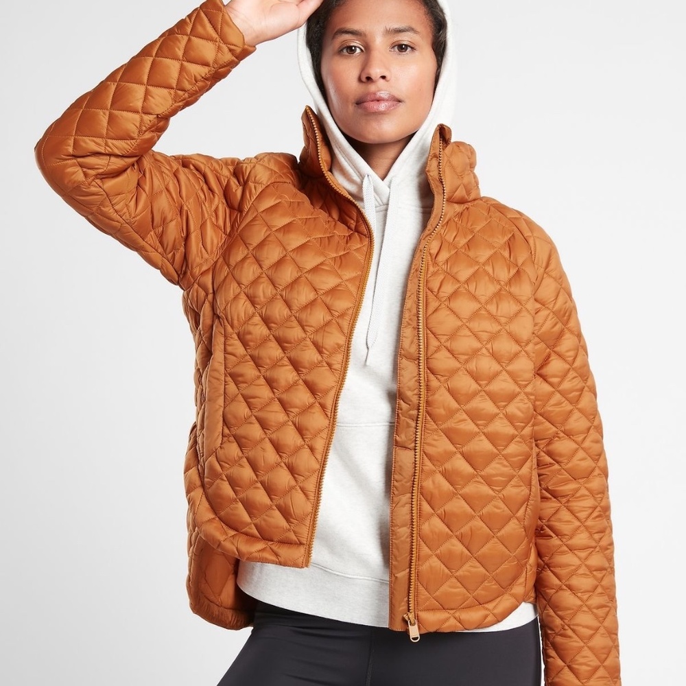 Athleta Quilted Puffer Jacket in Rust